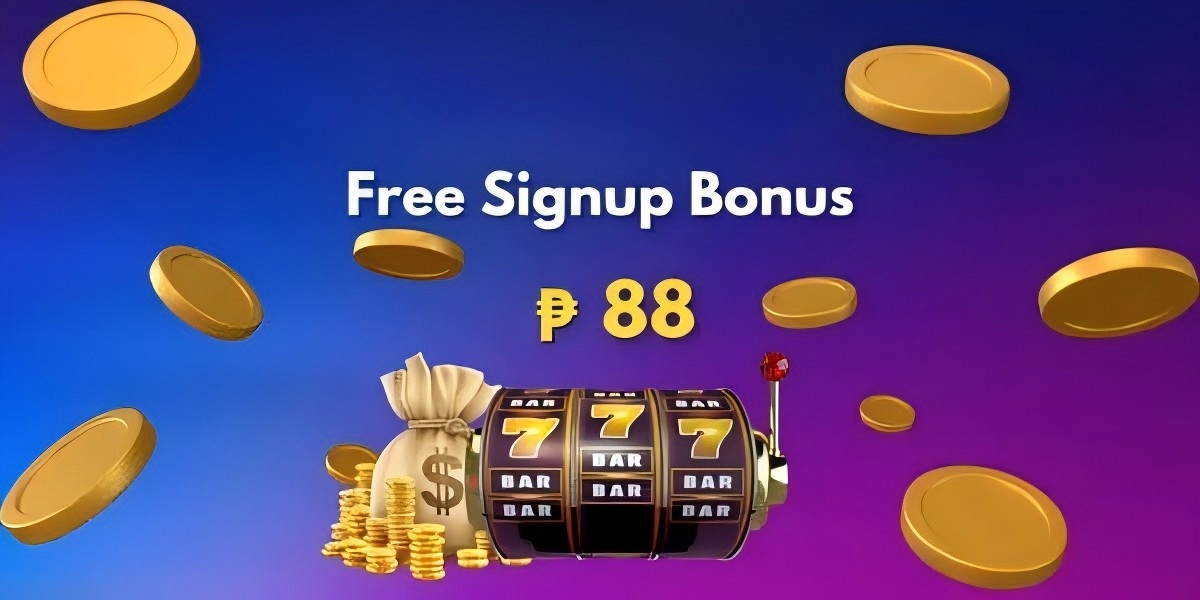 Playstor banner: slot machine showing 777, money bag and gold coins with a free signup bonus of 88 pesos